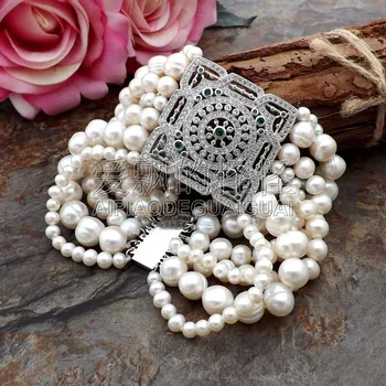 

B092412 8" 7 Strands White Pearl Bracelet