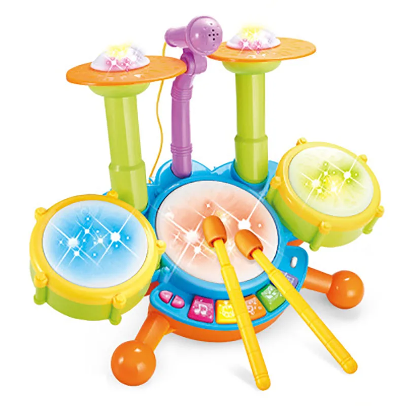 

Children's Electric Light Music With Microphone Jazz Drum Set Electronic Percussion Musical Instrument Children Educational Toy
