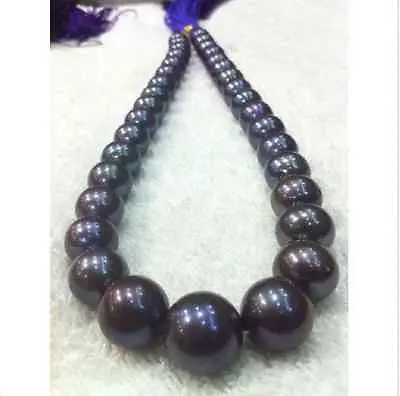 

HOT## Wholesale huge VERY GOOD AAA+ 12-13MM TAHITIAN BLACK PEARL NECKLACE 14KGP 18