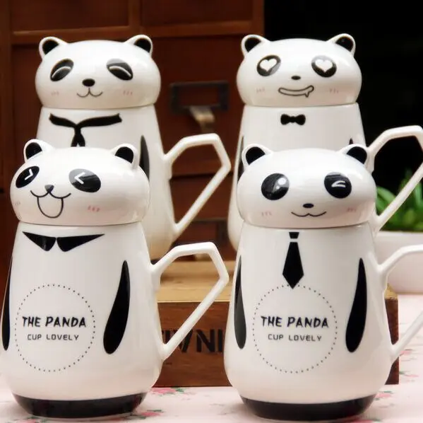 Mr Panda ceramic cup The cartoon of the panda Big big eye glasses | Дом и сад