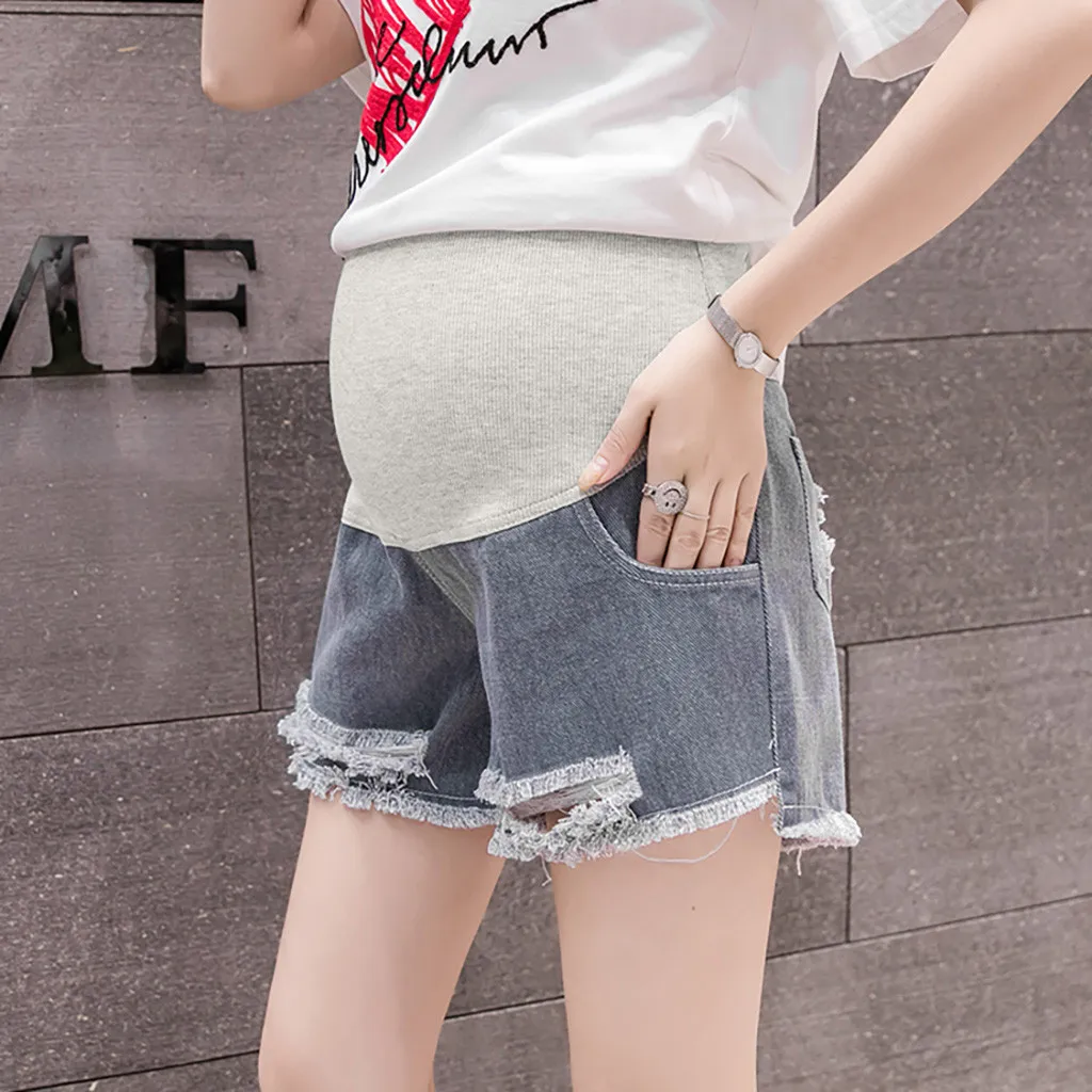 Для беременных шорты беременная женщина Рваные джинсы для беременных однотонные шорты для кормления грудью живот ropa embarazada verano