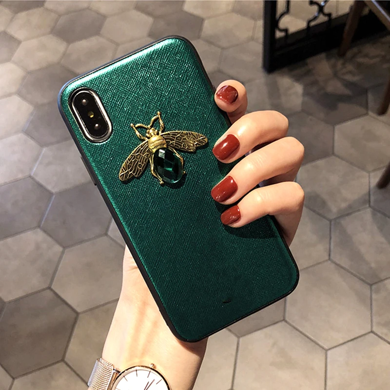 Luxury Fashion brand Diamond Bee Glitte soft case for iphone 6 S 7 8 plus X XR XS Max Cute Hard Cover for iphone 7 8 5 5S SE 6S (7)