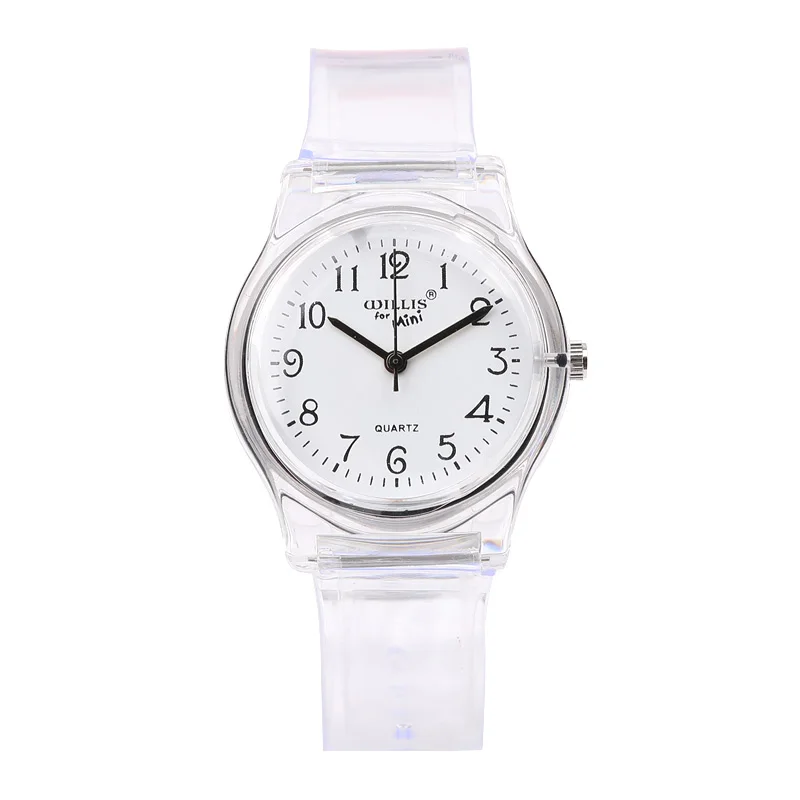 Бренд Модные прозрачные кварцевые часы водонепроницаемые силиконовые женские часы для студентов детские часы для девочек и мальчиков - Цвет: Transparent
