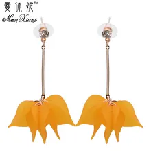 Manxiuni, простые, элегантные, белые, оранжевые, с большим цветком, длинные серьги для женщин, Bijoux, циркон, золотой цвет, модные ювелирные изделия