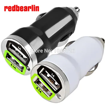 

redbearlin 500pcs/lot 2.1A+1A dual usb ports car charger adapter for iphone 5 5s 6 6s for samsung htc lg mp3 gps