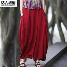 Весенние модели, дизайн 35% хлопок 65% лен свободные большие размеры женских брюк