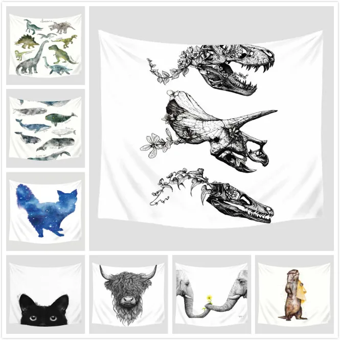 

Animal Printed Blanket Wall Hanging Home Decorations Furnishing Travel Picnic Beach Polyester Shawl Camping Bohemian Tapestry
