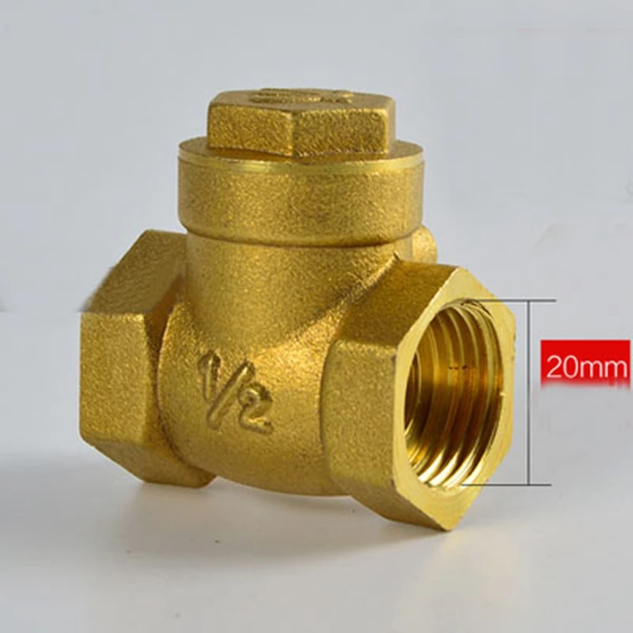 

DN15 G1/2" BSPP Female Thread Brass Swing Check Valve One Way Thickneess 2.8mm Length 40mm