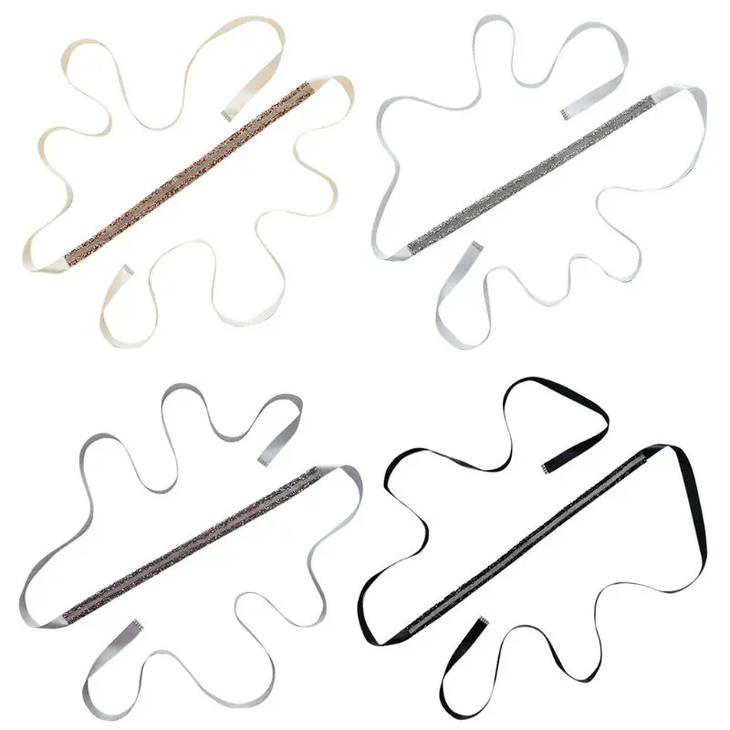 

Women Handmade Vintage Luxury Sash Waist Belt Elegant Wide Glitter Rhinestone Beaded Cummerbunds Ribbon Wedding Bridal Waistband