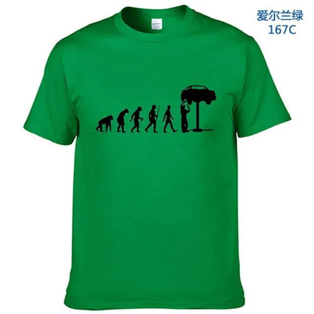 Летний стиль Эволюция авто механик футболка с изображением автомобиля Топы Забавный подарок футболка для мужчин - Цвет: Green-B