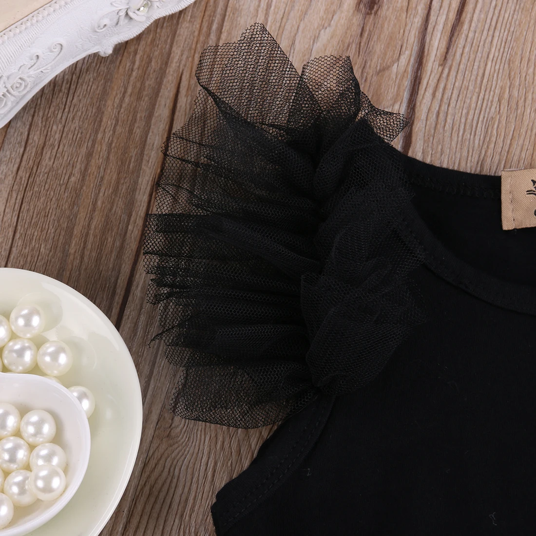 Черное платье с надписью «MY pitter» Одежда для маленьких девочек кружевной комбинезон без рукавов с оборками и галстуком-бабочкой Новинка года, Летний комбинезон, комплекты из одного предмета