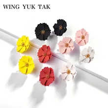 Винг ЮК так Бохо маленький цветок серьги для женщин Горячая Мода красочные металлические серьги гвоздики ювелирные изделия