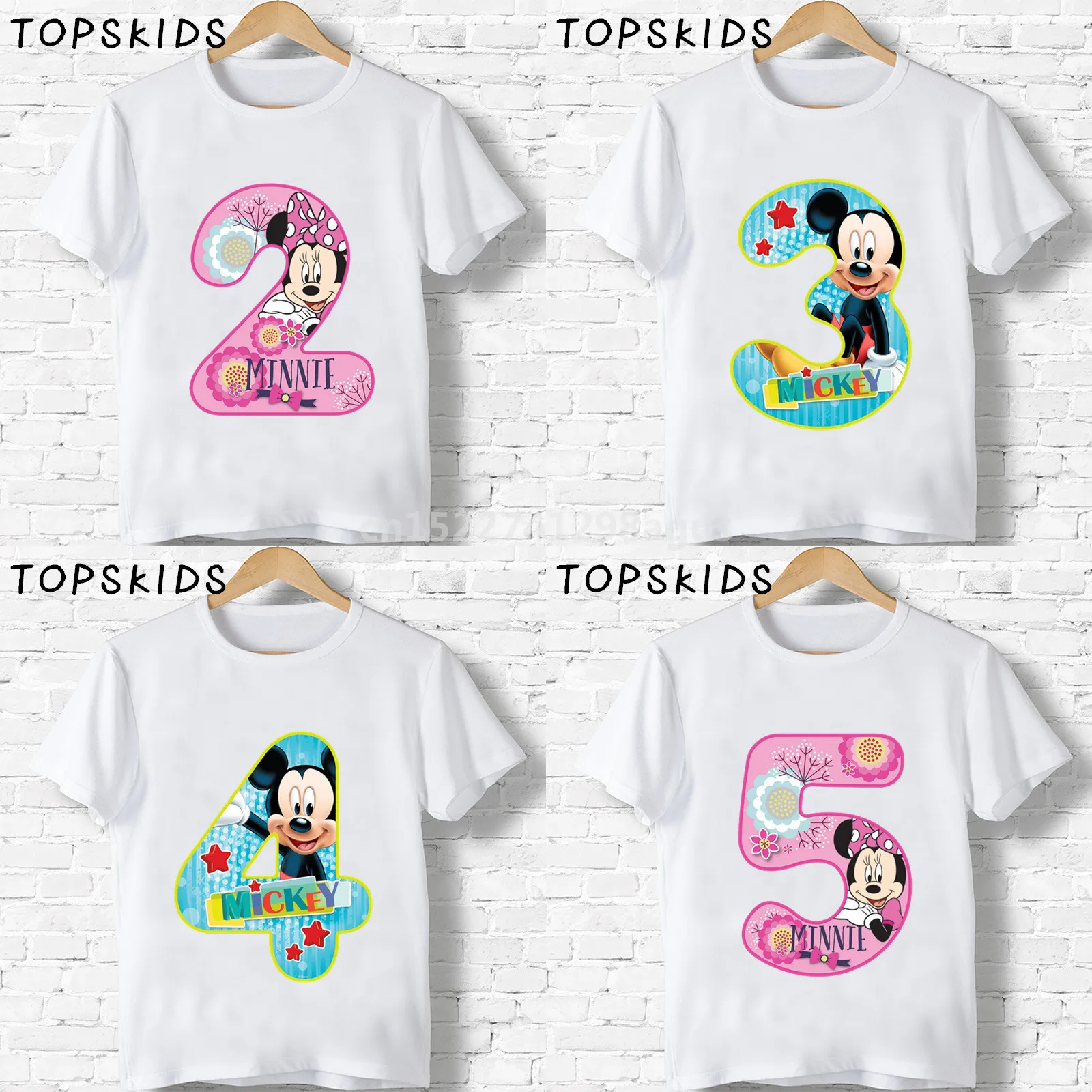 

2019 Kids Happy Birthday Number 1~9 Print T-shirts Boys&Girls Cartoon Mouse Funny Present Tshirt Baby Summer Tops,HKP2433