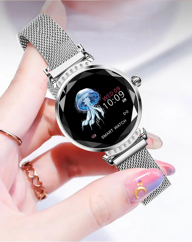 Новейшая мода, Роскошные Смарт-часы для женщин, пульсометр, измеритель артериального давления, фитнес-трекер, регулировка яркости, умные