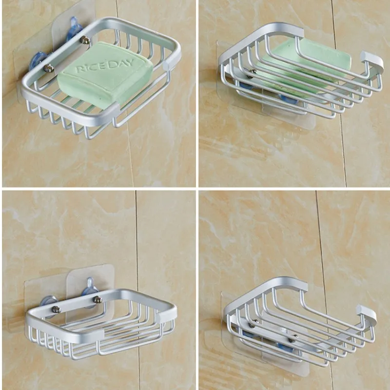 Portable Bathroom Metal Soap Dish Storage Holder Soapbox Plate Tray Drain YI