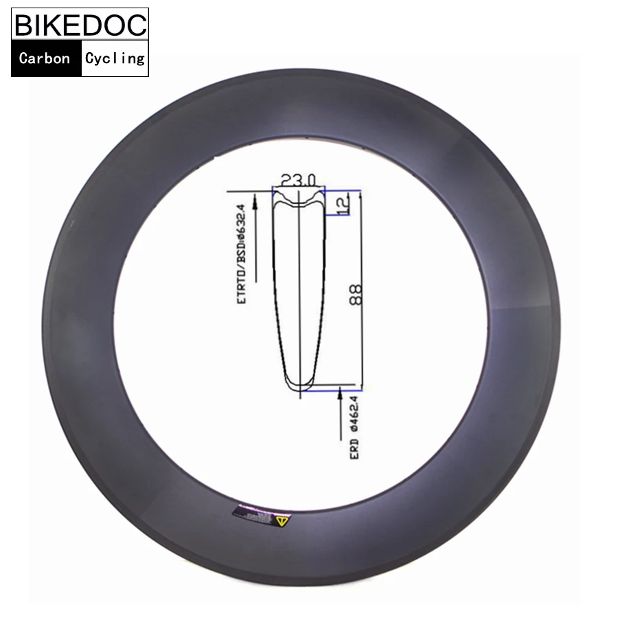 BIKEDOC 700C * 23 мм ширина обод из углерода трубчатый 88 мм/обод для дорожного
