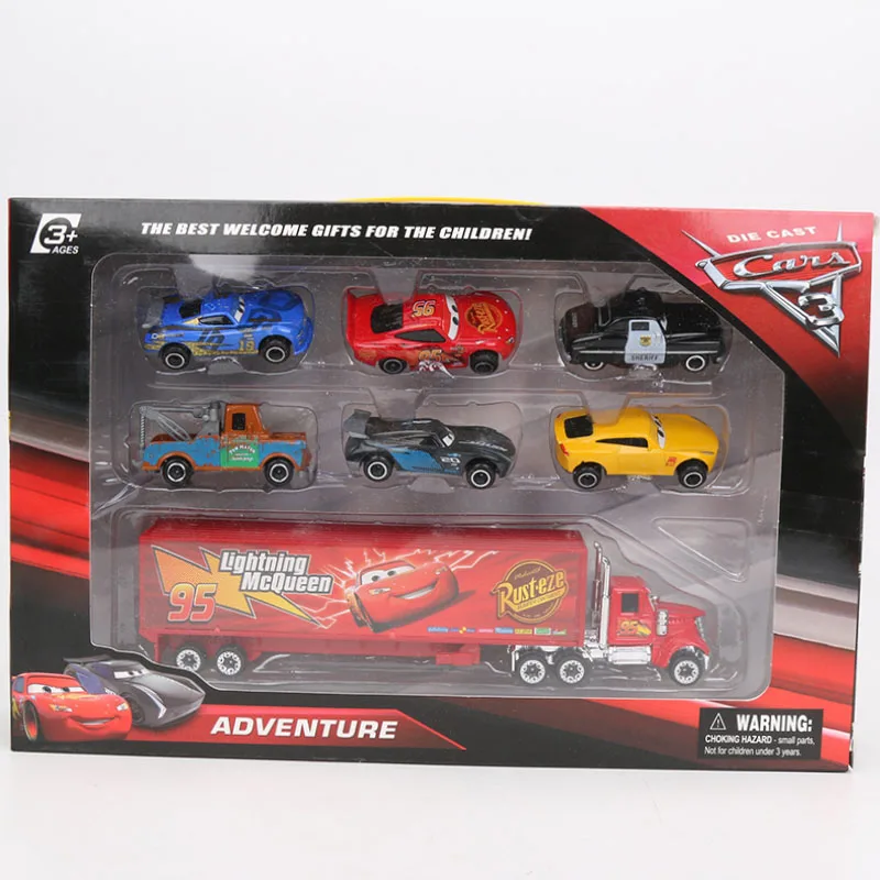 7 шт./компл. Disney Pixar Cars 3 Toys Lightning McQueen Jackson Storm Mater Mack Uncle Truck 1:55 литая под давлением