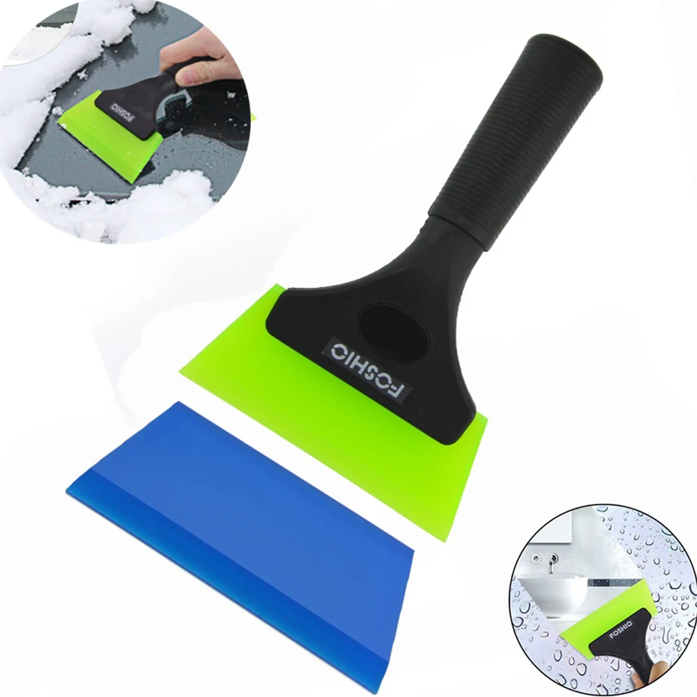 

FOSHIO Handle Silicone Glass Water Wiper Squeegee with Extra Blade Ice Scraper Window Car Cleaning Tool Auto Tinting Tools Kit