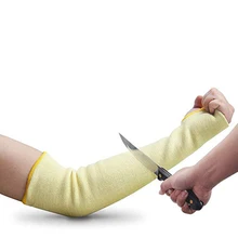 Желтая вязаная длинная Рабочая защитная рукавица для защиты от жары резистантарм рукав с отверстием для большого пальца