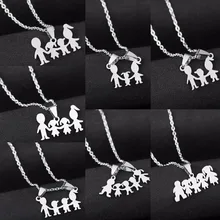 Familia amor mamá papá hijo hija collares de regalo acero inoxidable colgantes niños niñas madres collar de padres para niños(China)