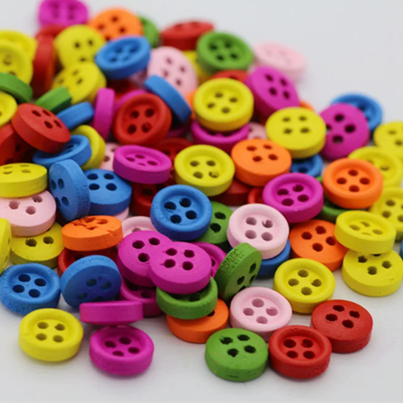 

100pcs/pack Wood Buttons Mixed Colors 4 Holes Sewing Clothing Decorative Wooden Buttons Sewing DIY Needlework Accessories