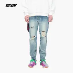 VIISHOW уличная Pantalon Hombre джинсы с дырками для Для мужчин бренд Для мужчин джинсы 2018 Новая мода хип-хоп мужские джинсы NC2345183