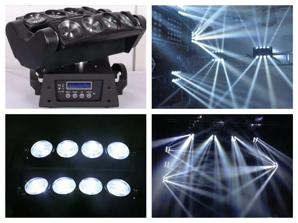 

Moving Head beam LED Spider 8x10W White stage light sound dj disco club night party wedding Lighting