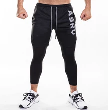 2019 new sports pants men's quick dry leave 2 pieces of 9-point outdoor running pants European and American fitness pants