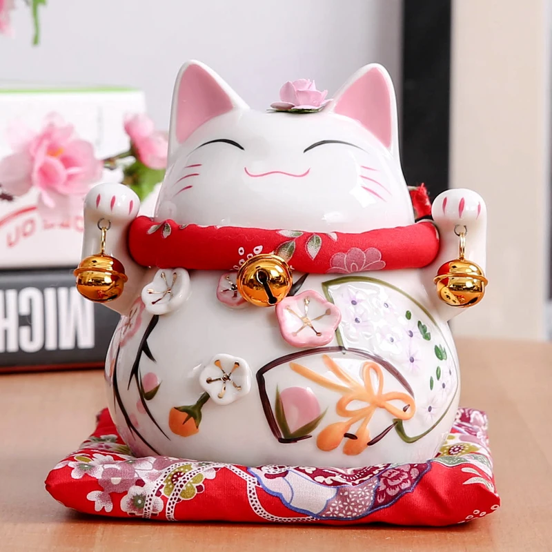 4,5 дюймовая керамическая копилка Maneki Neko Lucky Cat домашний декор фарфоровые декоративные украшения Рождественский подарок Удача кошка копилка ремесло