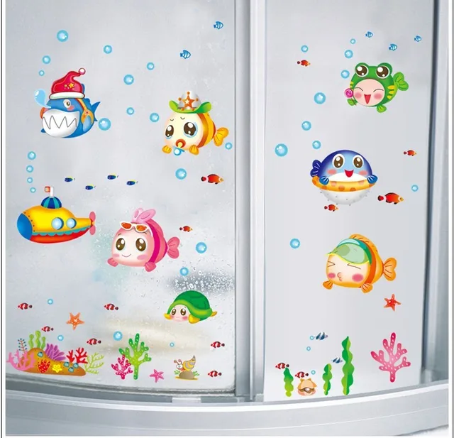 Zooarts Cartoon Sea Fish Plane Animal Wall Stickers Bathroom Zooarts Cartoon Sea Fish Plane Animal Wall Stickers Bathroom Nursery Decals Home Decor Underwater World
