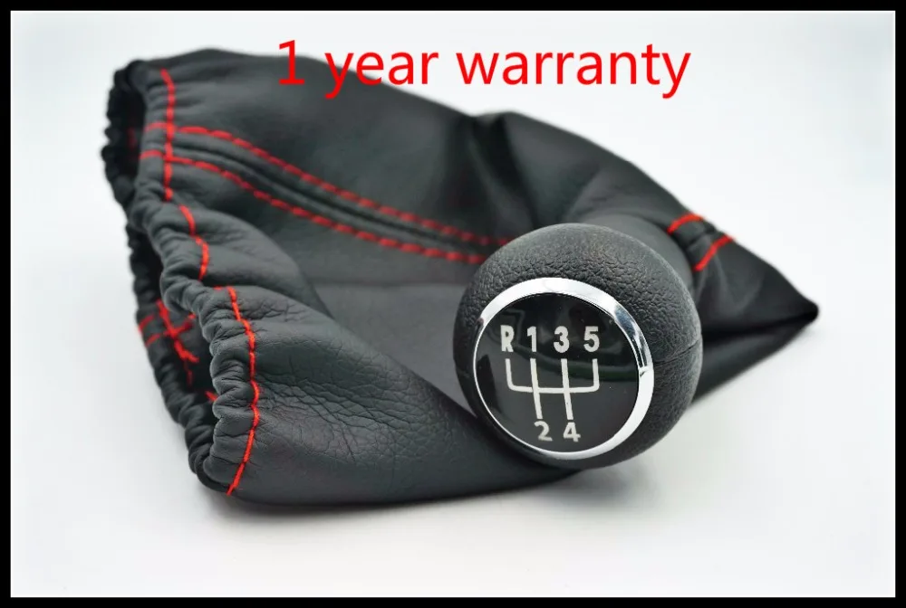 fast 5 Speed Gear Shift Knob With Leather Boot With Red Line For VW