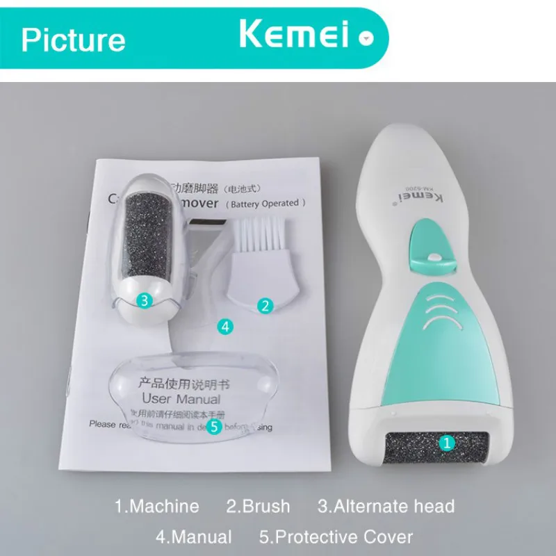 Kemei водонепроницаемое электрическое средство для отшелушивания кожи Педикюр сменный инструмент для ухода за ногами высокоскоростное средство для удаления мозолей полный спектр N30D