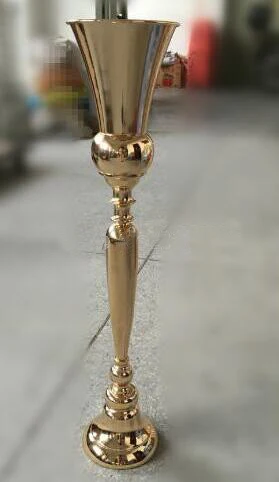 Горячая Новая серебряная/Золотая ваза в форме трубы для свадьбы центральный элемент, серебряная Цветочная подставка ваза, Свадебный Цветочный Стенд настольный декор