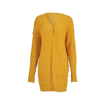 

2020 Europe women's clothing Four color long sleeve cardigan sweater pocket sources spring and summer VD3046