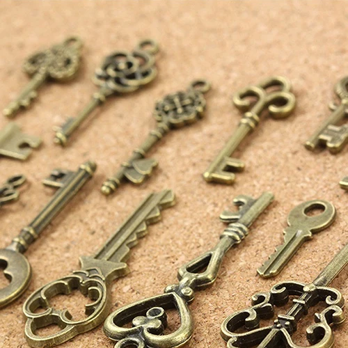 13 шт. античный старый вид бронзовые ключи винтажные изделия ручной работы кулон Металлические Подвески Украшения
