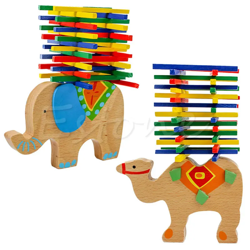 

Baby Toys Educational Camel / Elephant Balancing Blocks Balance Game Wooden Toys Beech Wood Montessori Blocks Gift For Child