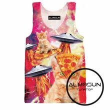 ALMOSUN бекон пиццы космические коты 3D по всему принту майка Топы Горячая Лето Без Рукавов хипстер хип хоп Уличная одежда Топ Футболка для мужчин