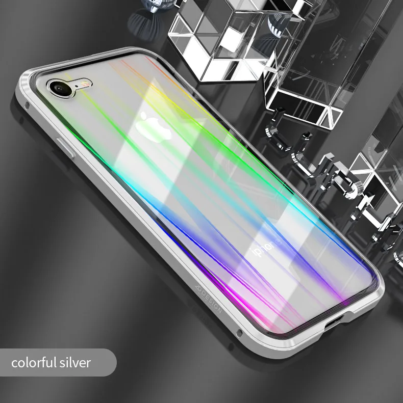 LUPHIE Colorful Laser Aurora Case For iPhone X 8 7 Plus Luxury Glass Case (10)