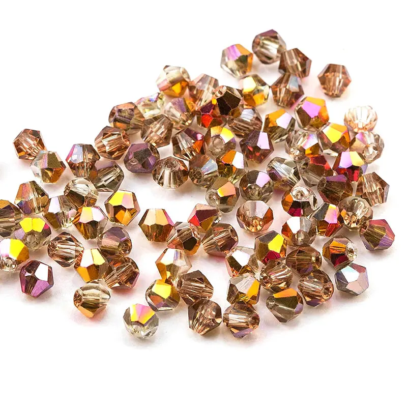 4mm shiny metal color bicone beads 5238 glass Beads half plated color Beads crystal jewelry beads for Jewelry Making 120pcs/lot