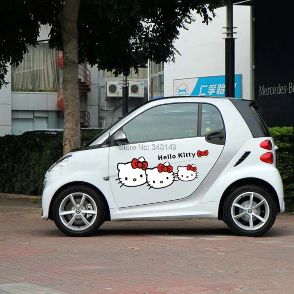 

Aliauto Car-Styling Funny Hello Kitty Cartoon Car Stickers And Decal For Tesla Ford Chevrolet Volkswagen Honda Hyundai Kia Lada