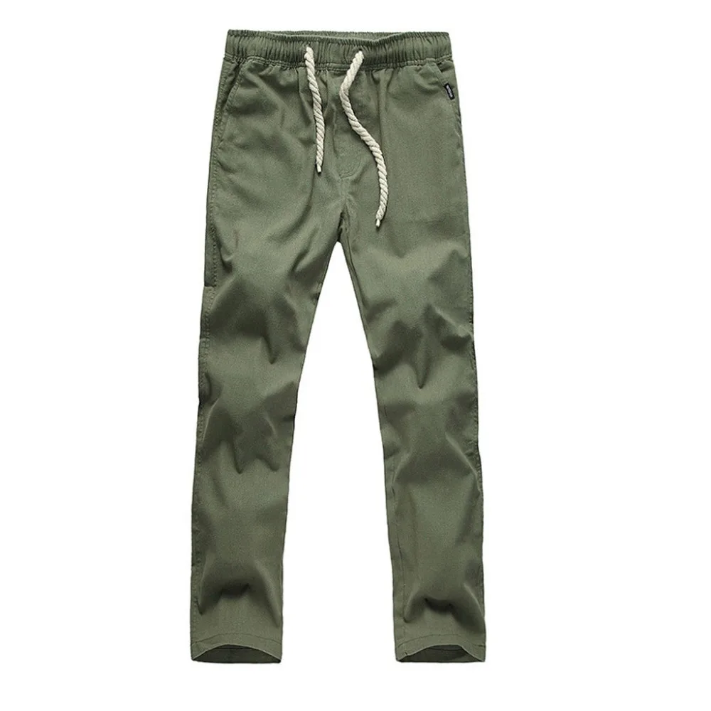 New Men Summer Fashion Solid  Fashion Cotton And Hemp Nine-Cent Solid Pants Fashion Casual Trousers Casual Long Men Pants #4R06 (2)
