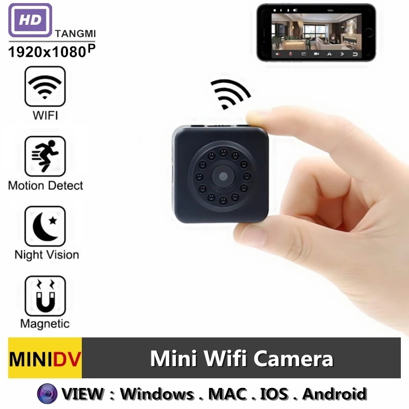 

TANGMI Micro Camera Wifi 1080P HD Wireless Wifi IP Mini Camera Night Vision with Motion Detection Portable Audio Video Wifi Cam