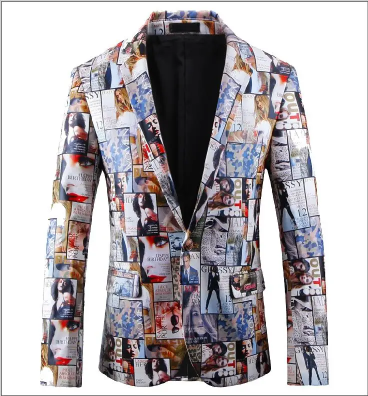 Blazer Men 2018 Brand Casual Blazers Mens Clothing British Style 5XL Plus Size Printed Blazer Party Prom Wear