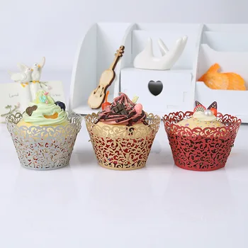 

cup cake paper 50pcs Little Vine Lace Laser Cut Cupcake Wrapper Liner Baking Cup Muffin cake tool A186