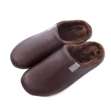 Тапочки; мужские и женские домашние тапочки; домашняя обувь из кожи и хлопка с мехом; мужские домашние тапочки