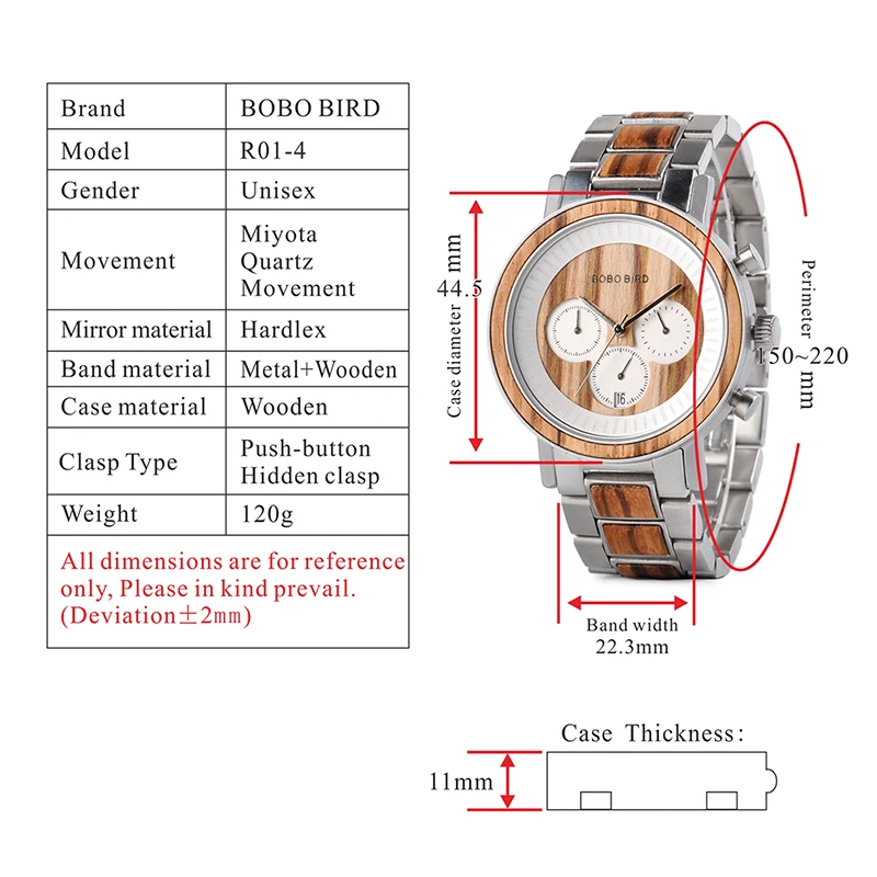 BOBO BIRD роскошные деревянные часы из нержавеющей стали мужские часы с хронографом и датой, кварцевые наручные часы Relogio Masculino C-R01-3