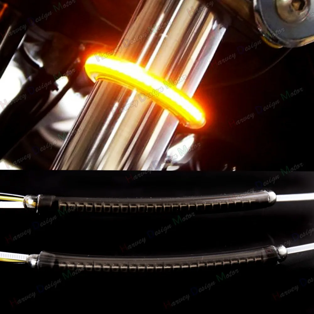 LED 39mm 41mm Fork Turn Signal Kit Smoked Lens For Harley Victory Motorcycle