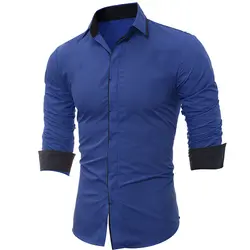 Мода 2017 г. брендовая рубашка осень Для мужчин рубашка Slim Fit с длинным рукавом Повседневное социальных мужские рубашки Высокое качество Camisa
