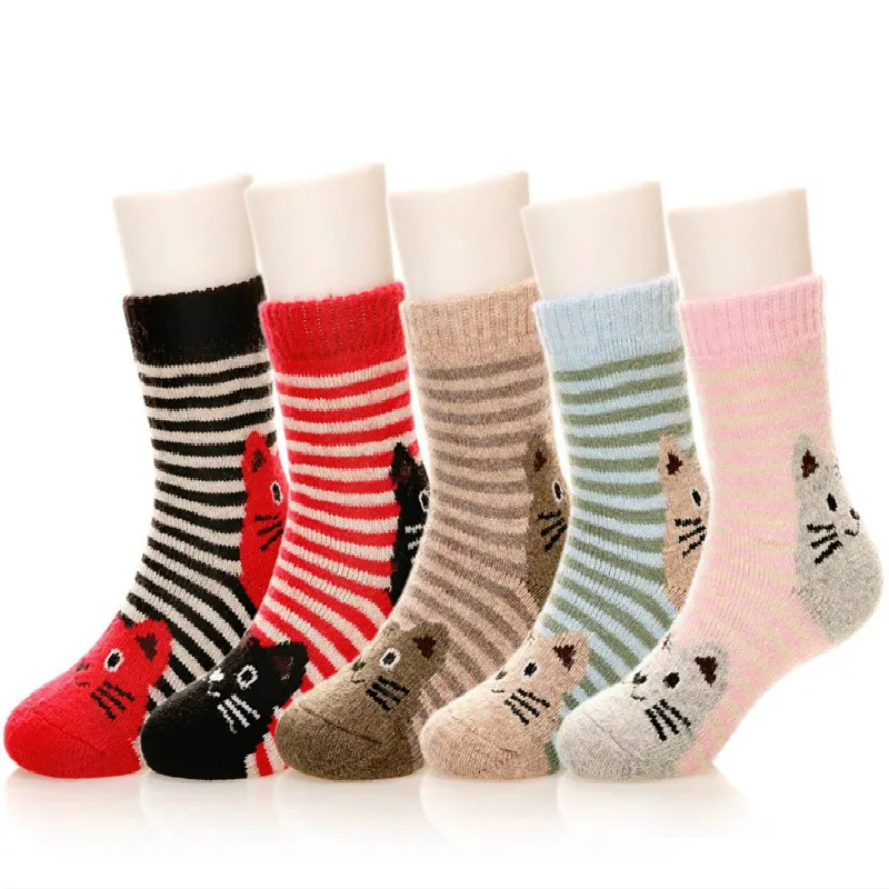 

Children's Warm Wool Cartoon cute Animal Soft Cotton Crew Socks infant Baby Girls Kids Socks