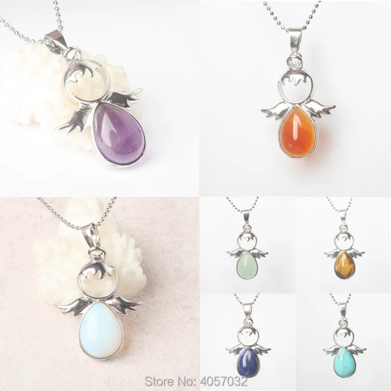 

31x25MM Mixed Crystal Amethysts Carnelian Opal Lapis Quartz Obsidian Aventurine Rose Pink Quartz Little Angel Pendant 1PCS